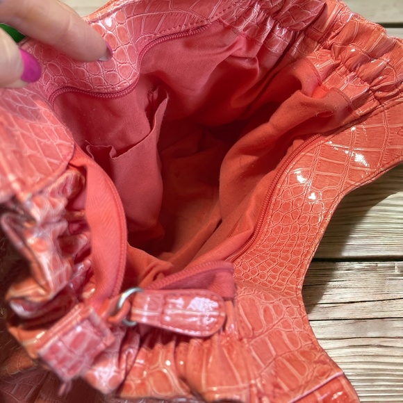 Coral Embossed Vinyl Handbag - Picture 6 of 6